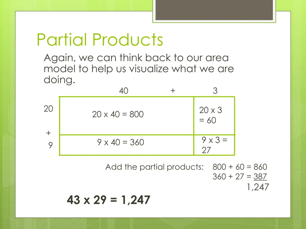 partial products again we can think back