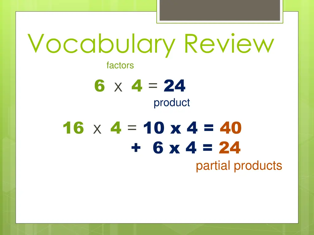 vocabulary review factors 6 x 4 24 product