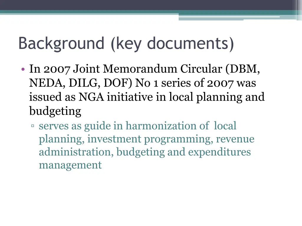 background key documents