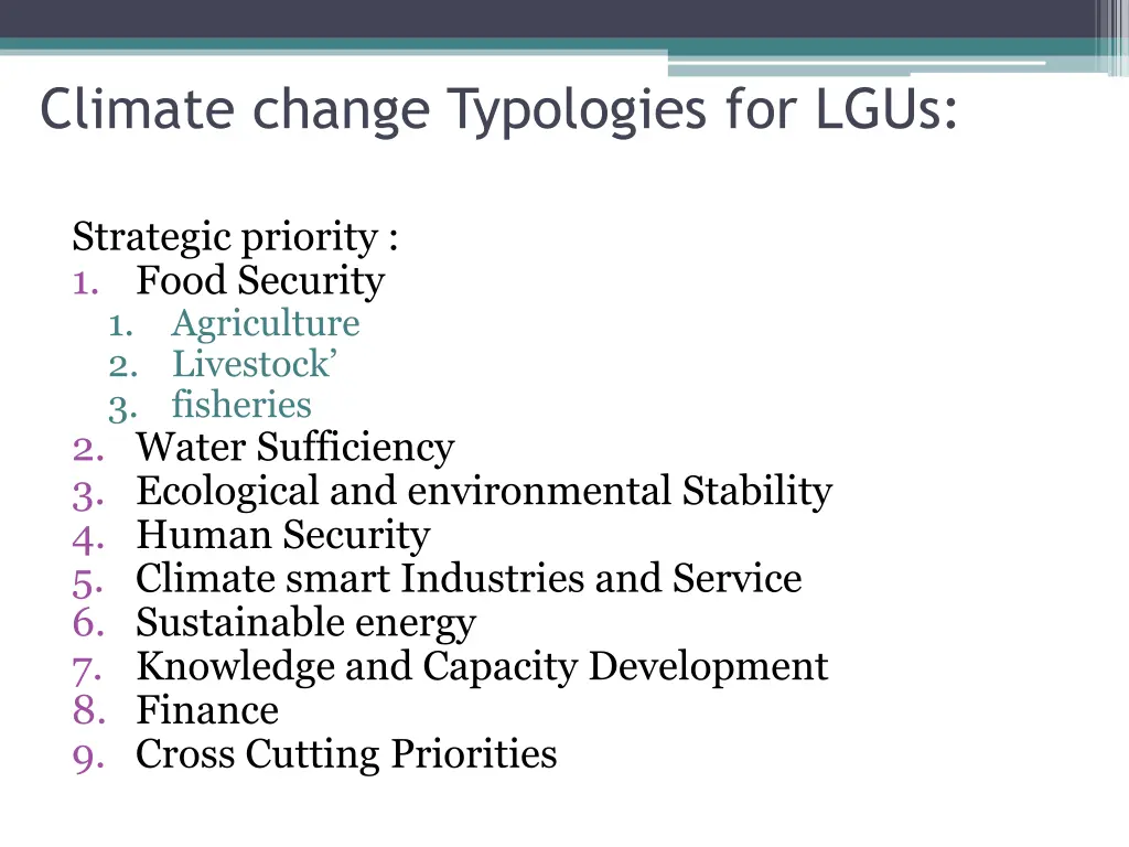 climate change typologies for lgus