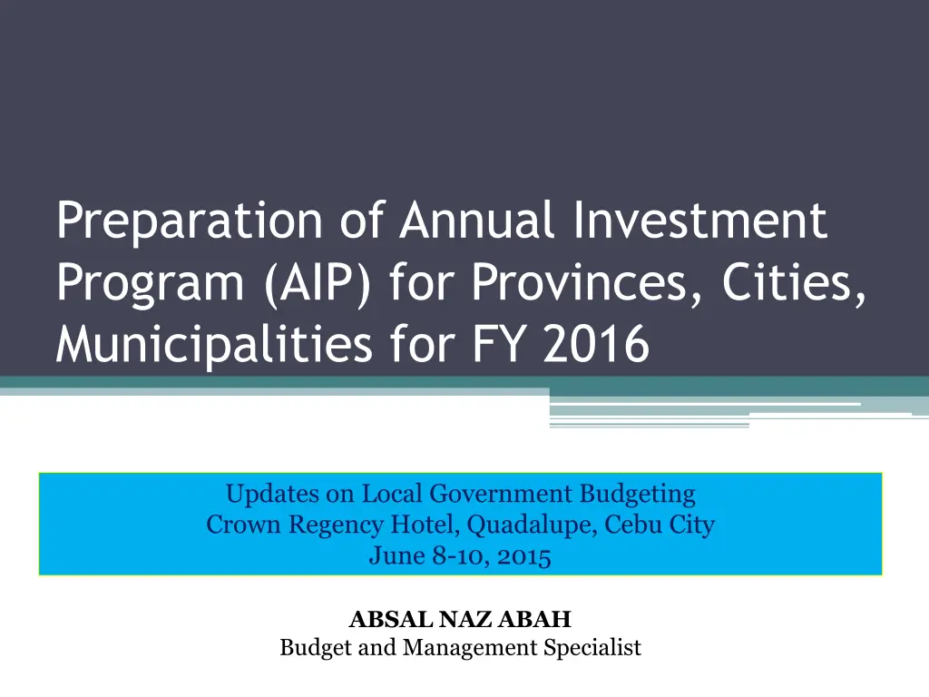 preparation of annual investment program