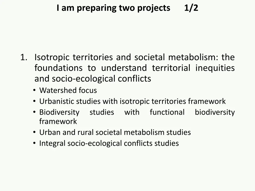 i am preparing two projects