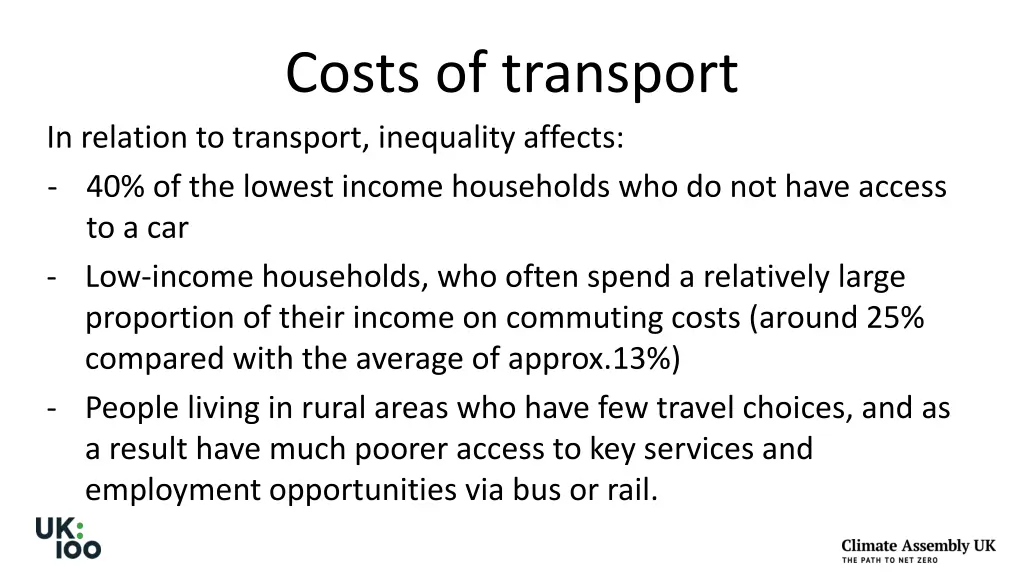 costs of transport