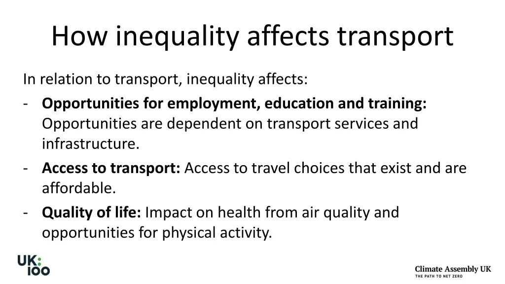 how inequality affects transport