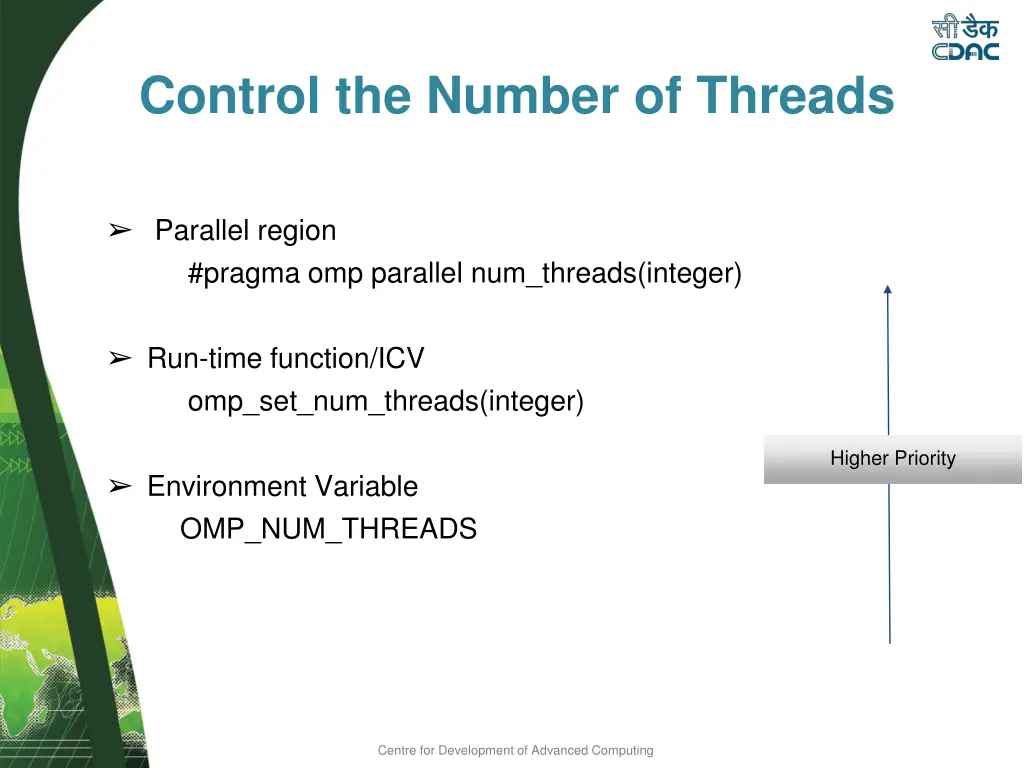control the number of threads
