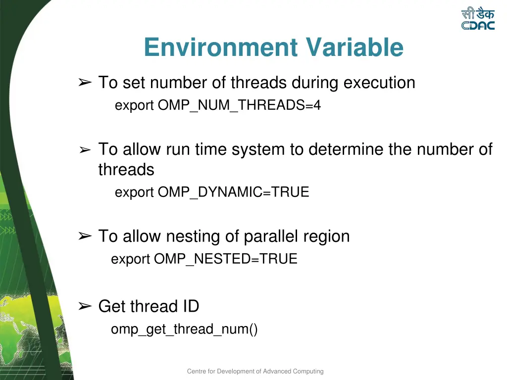 environment variable to set number of threads 1