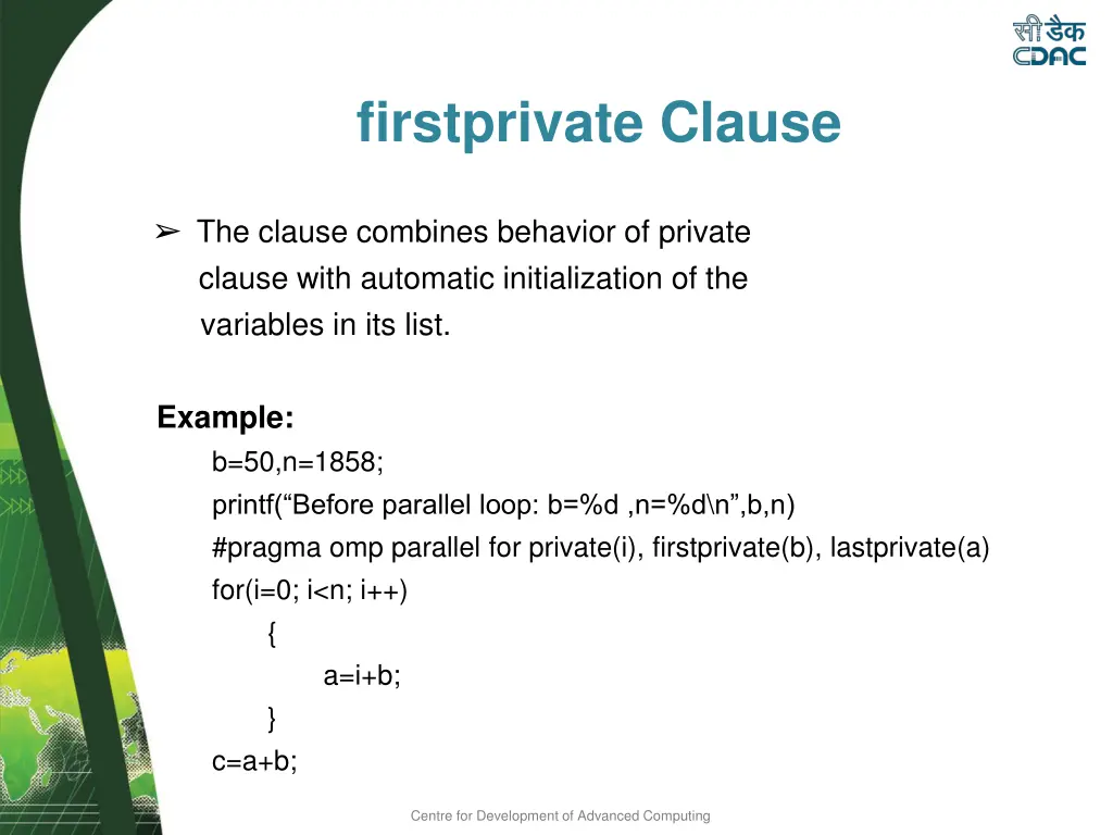 firstprivate clause