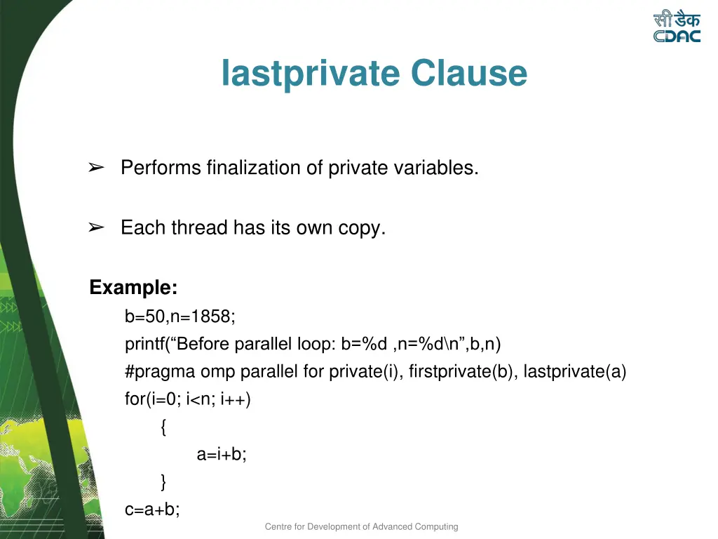 lastprivate clause