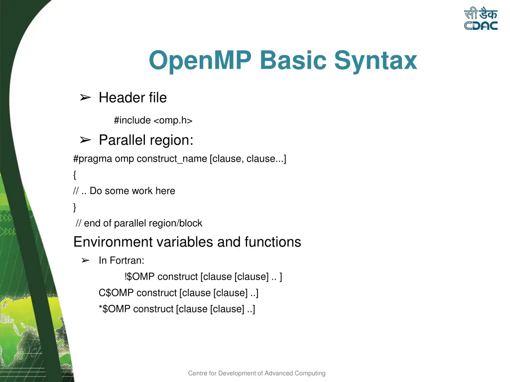 openmp basic syntax