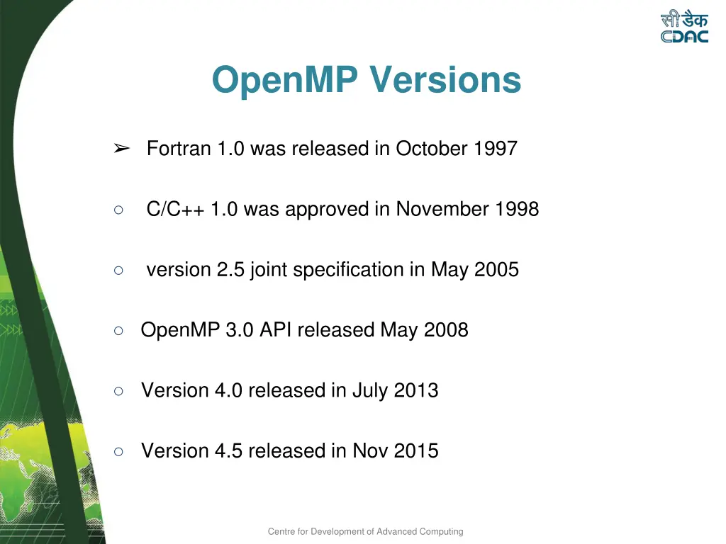openmp versions