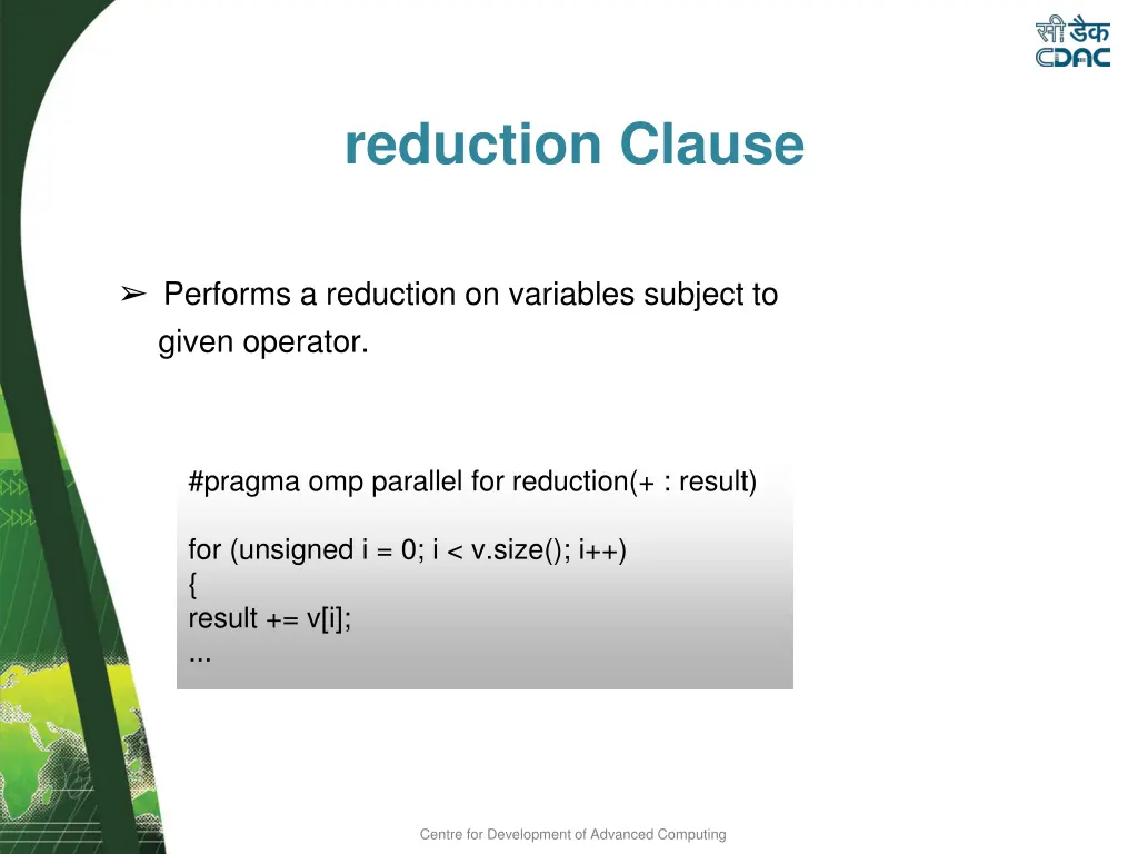 reduction clause