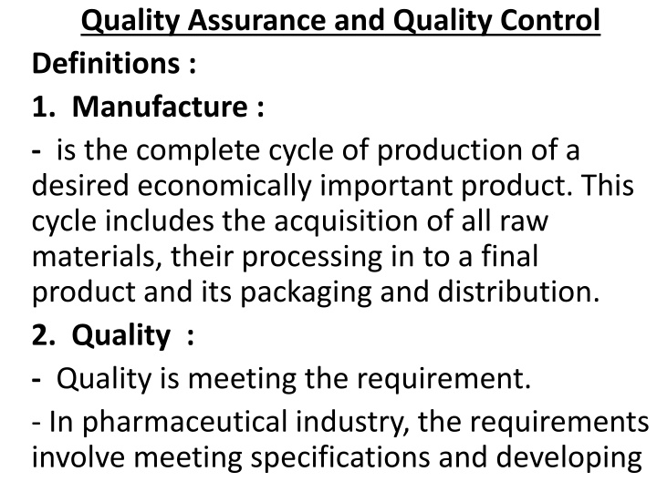 quality assurance and quality control definitions