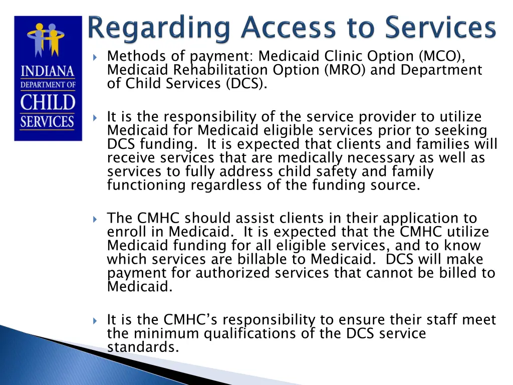 methods of payment medicaid clinic option