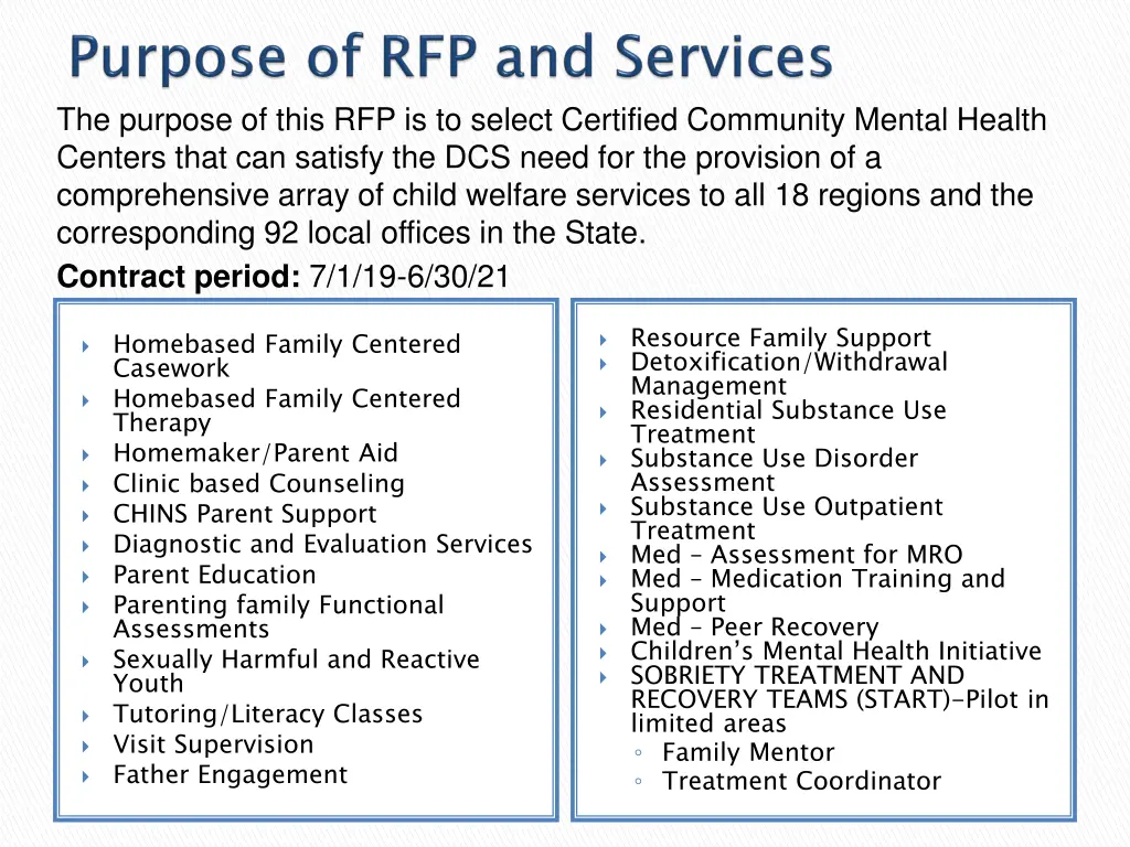 the purpose of this rfp is to select certified