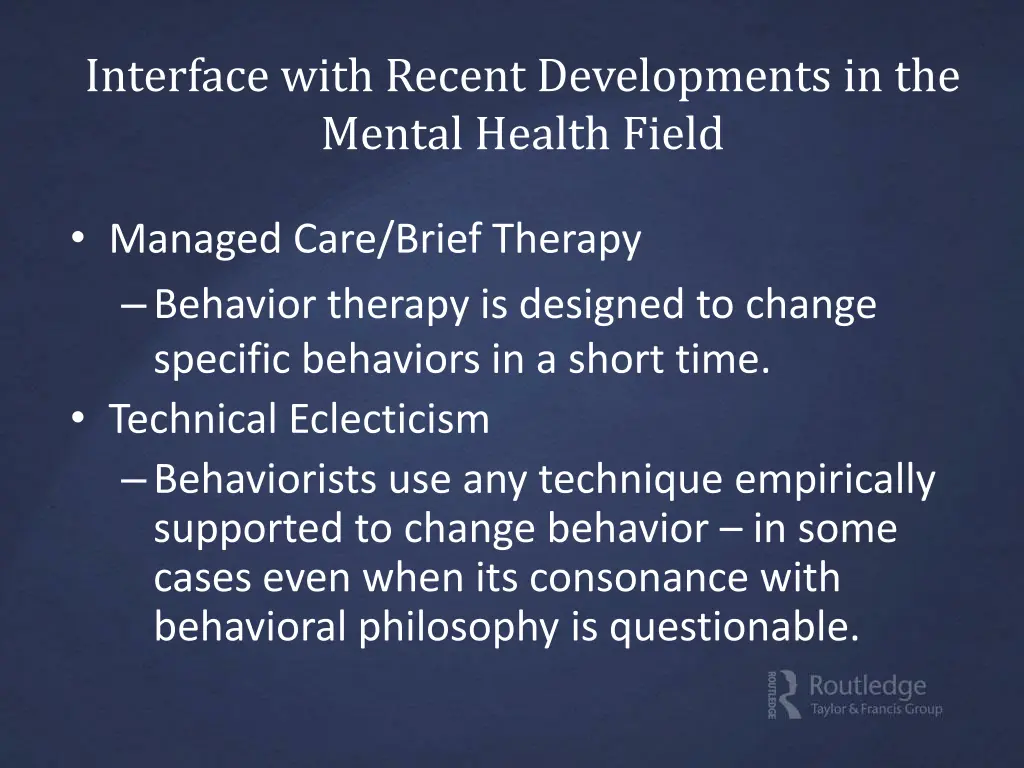 interface with recent developments in the mental 1