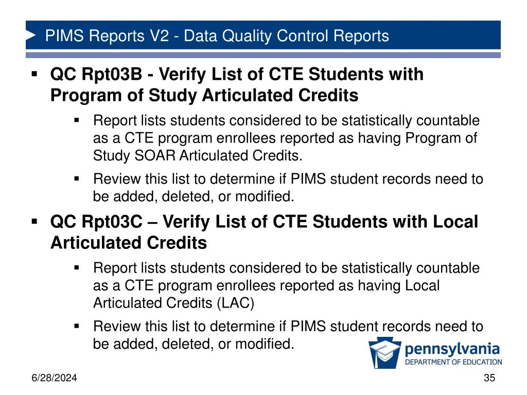 pims reports v2 data quality control reports 3
