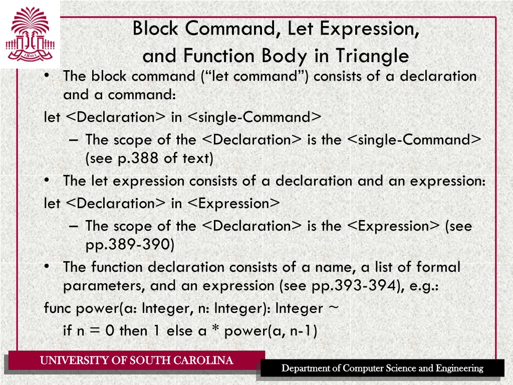 block command let expression and function body