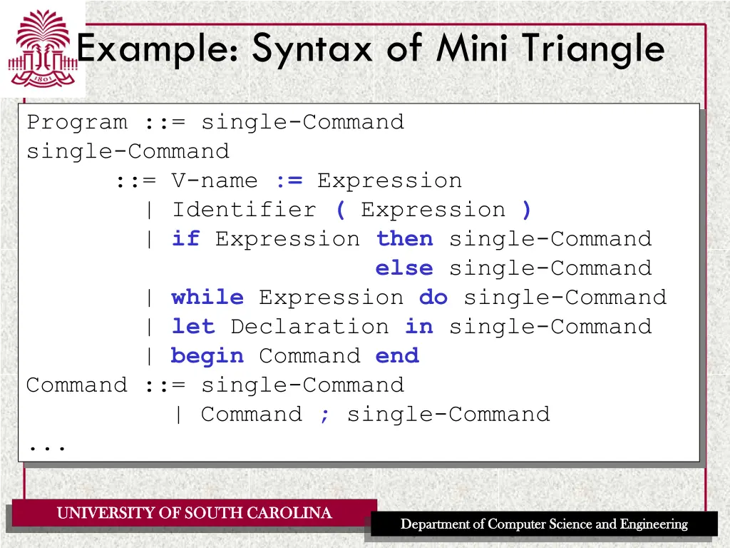 example syntax of mini triangle 1