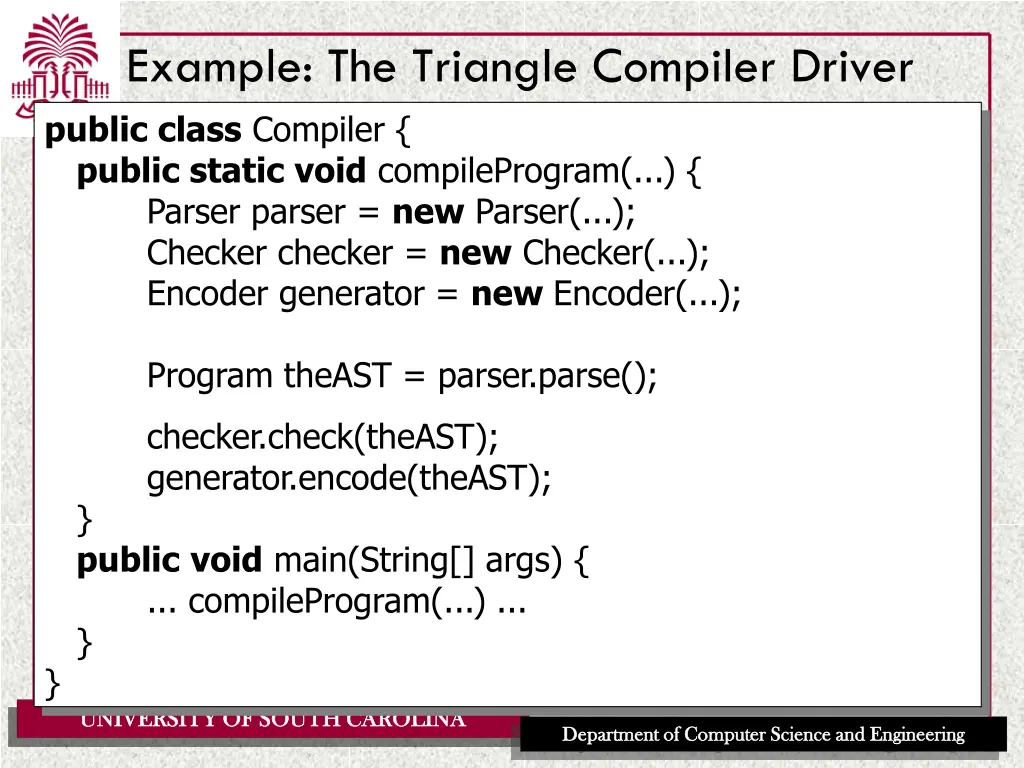 example the triangle compiler driver public class