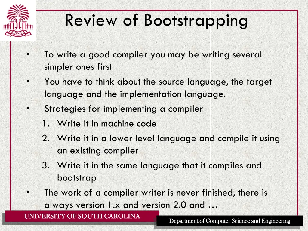 review of bootstrapping