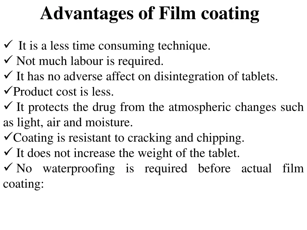 advantages of film coating