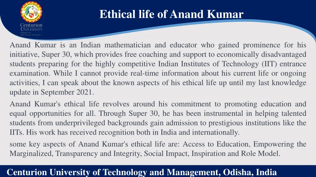 ethical life of anand kumar