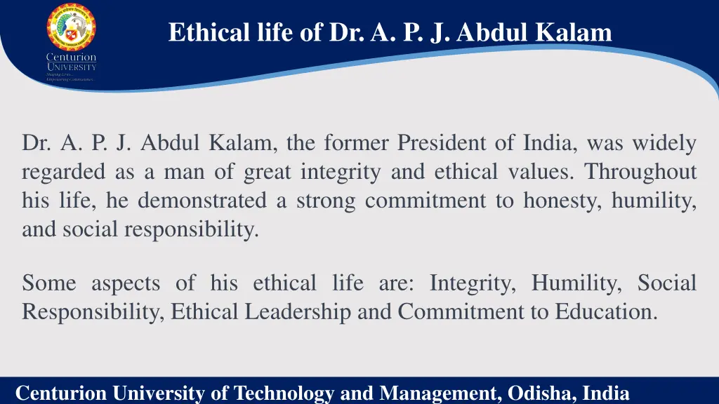 ethical life of dr a p j abdul kalam