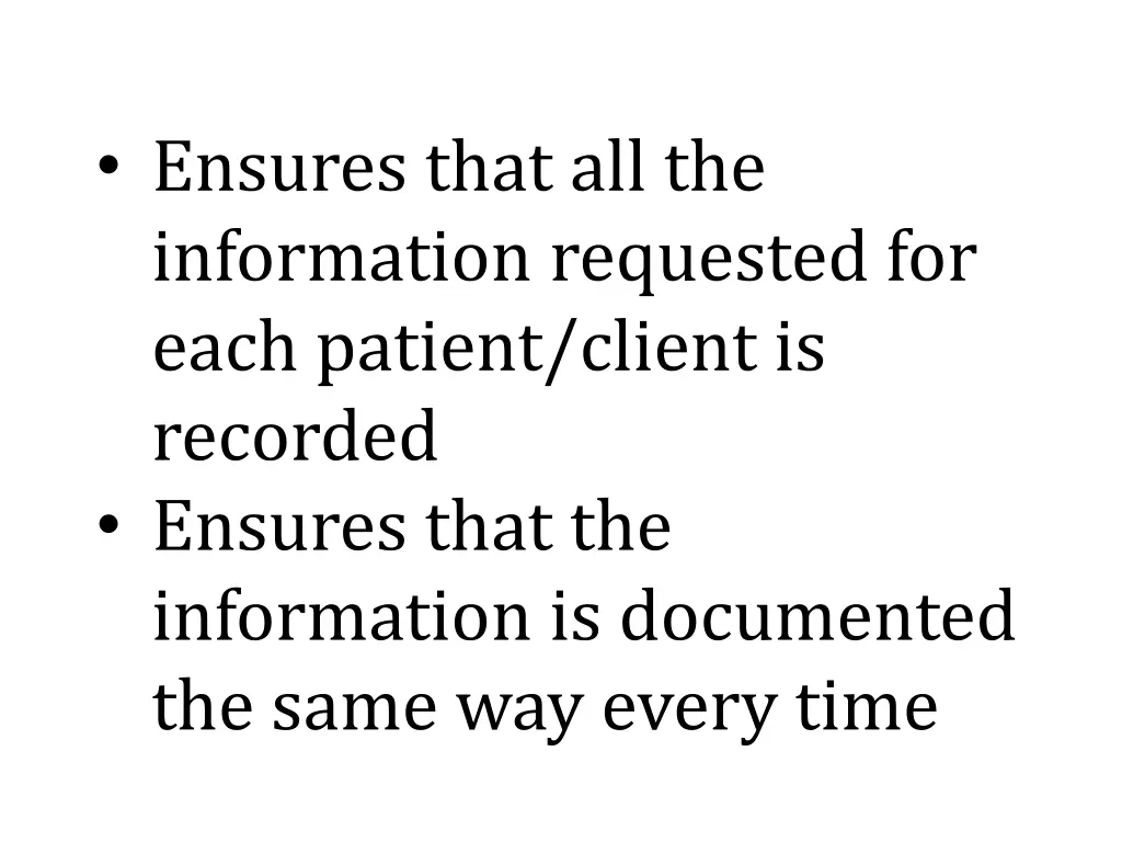 ensures that all the information requested