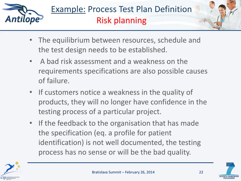 example process test plan definition risk planning