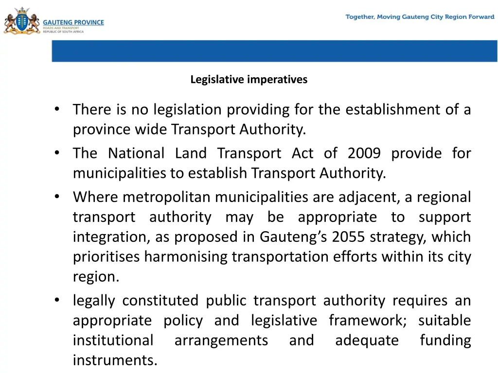 legislative imperatives