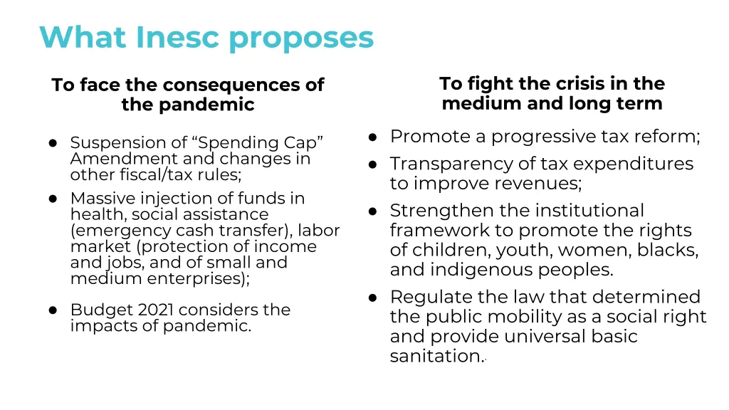 what inesc proposes