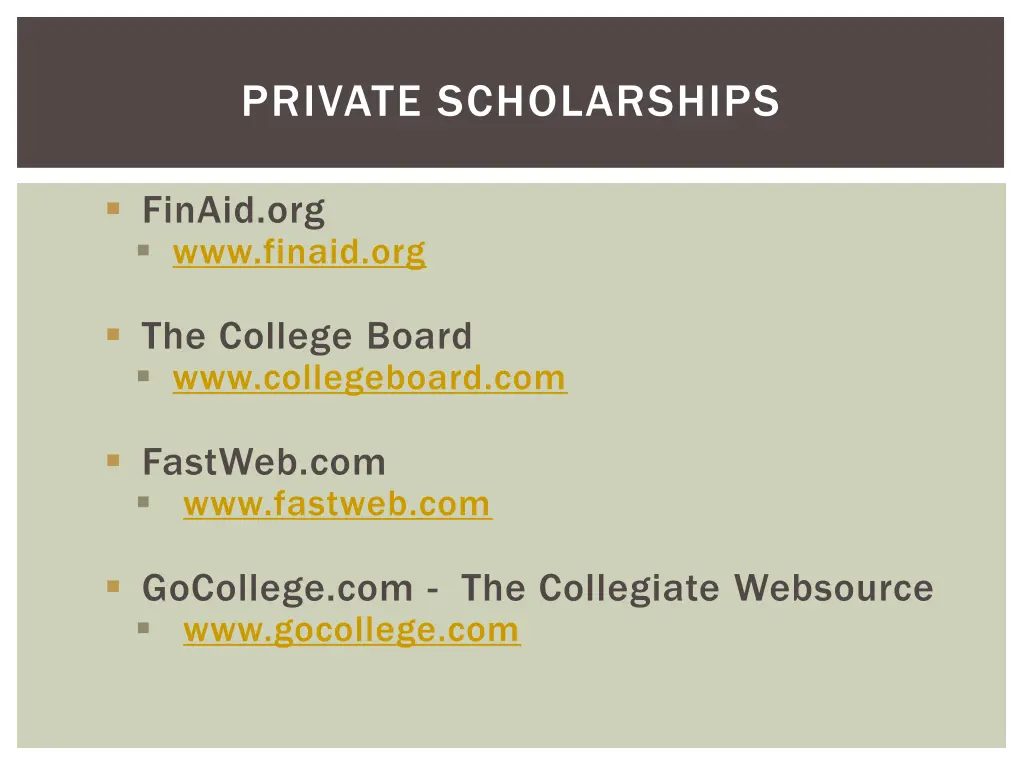 private scholarships