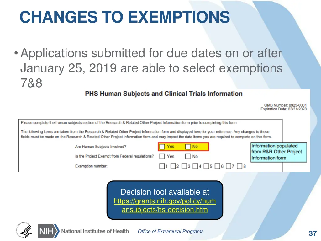 changes to exemptions
