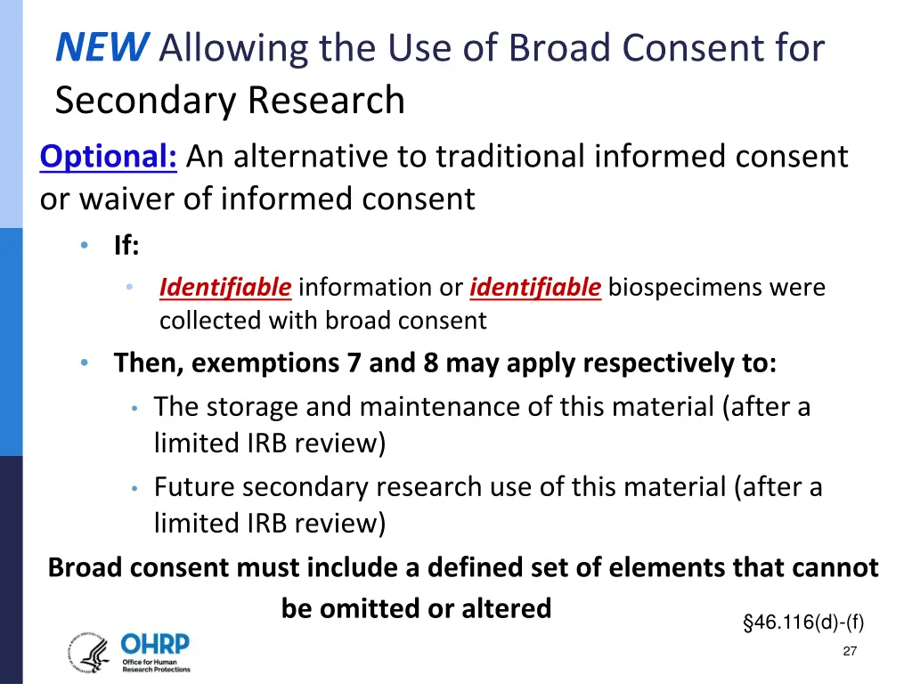 new allowing the use of broad consent