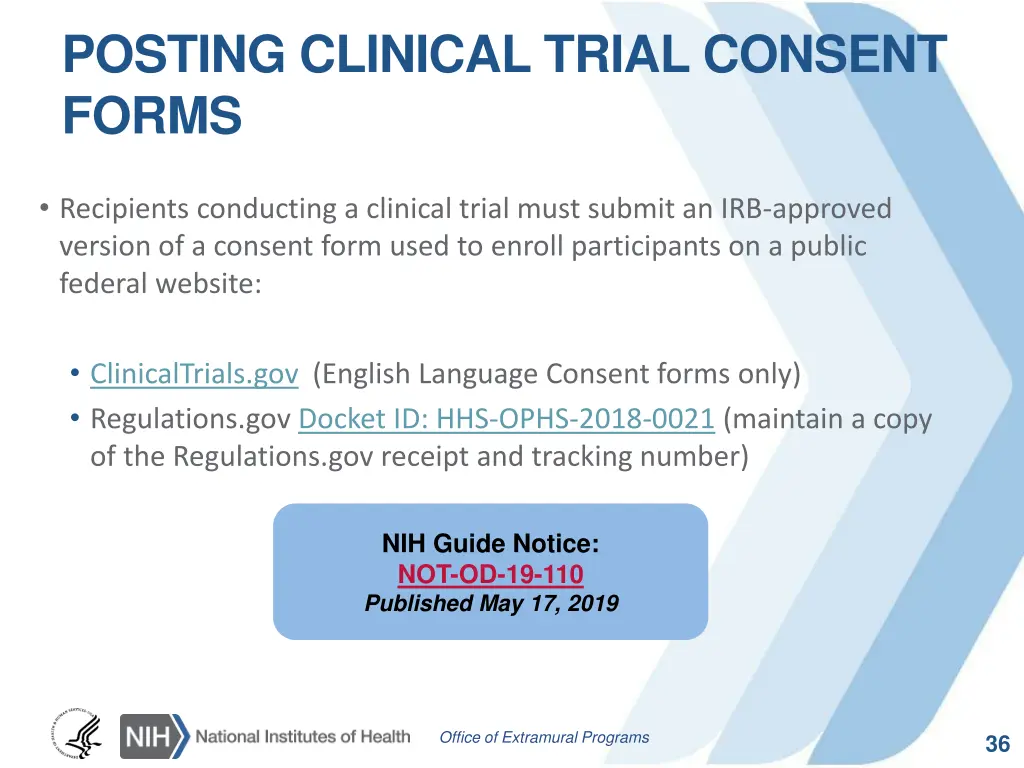 posting clinical trial consent forms