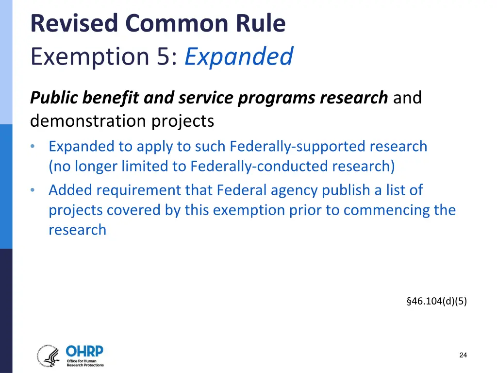 revised common rule exemption 5 expanded