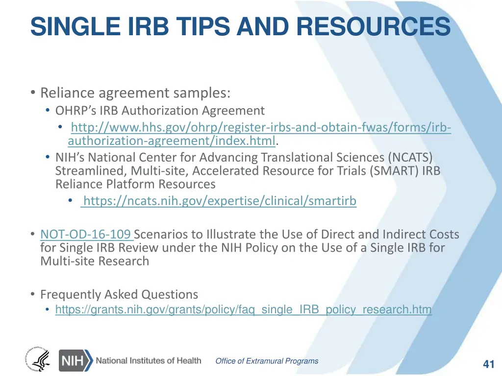 single irb tips and resources