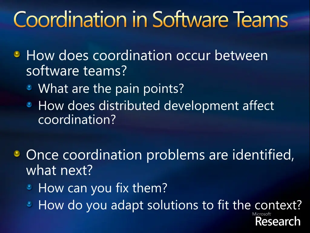 coordination in software teams