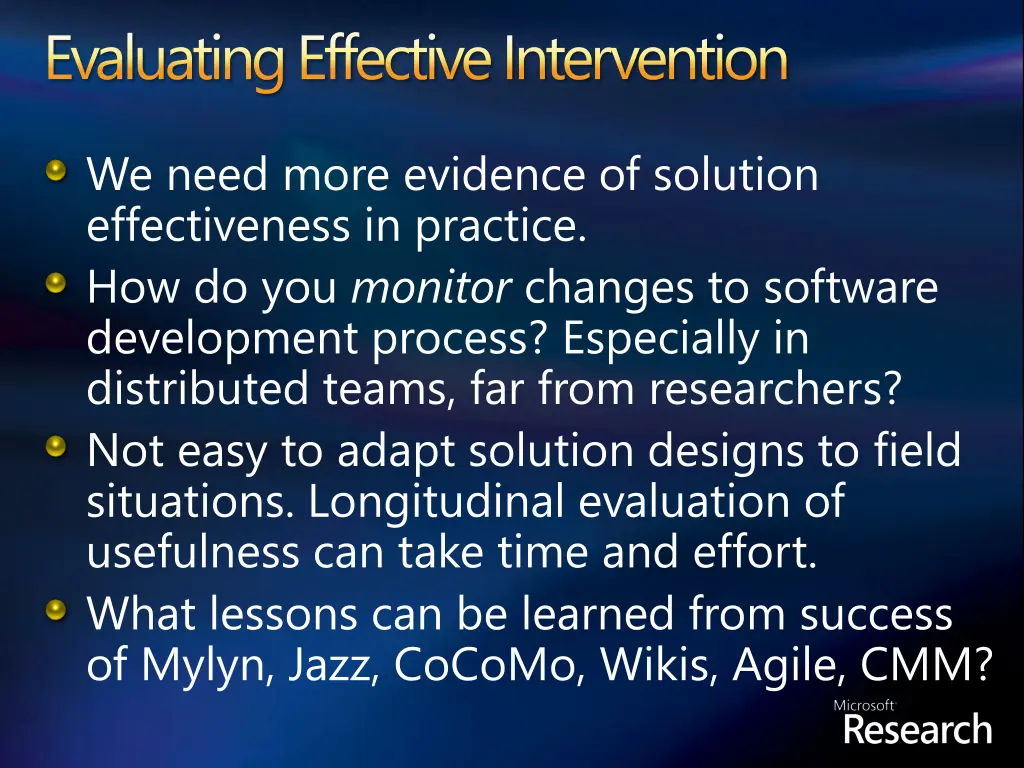 evaluating effective intervention