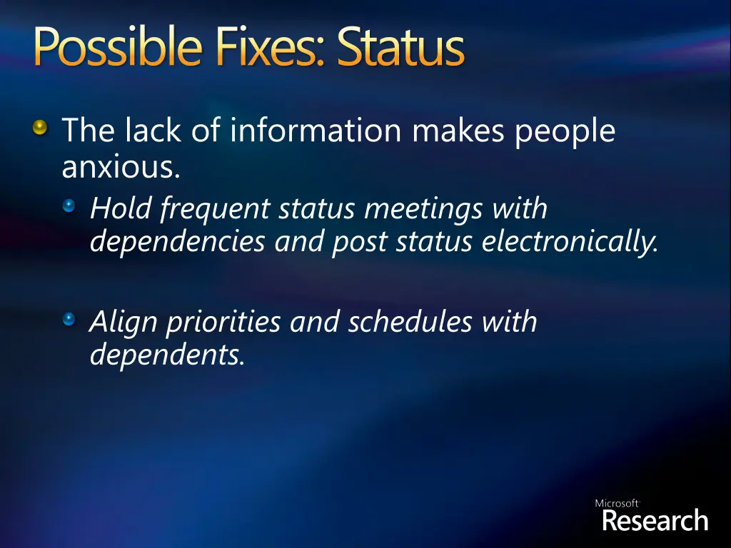 possible fixes status