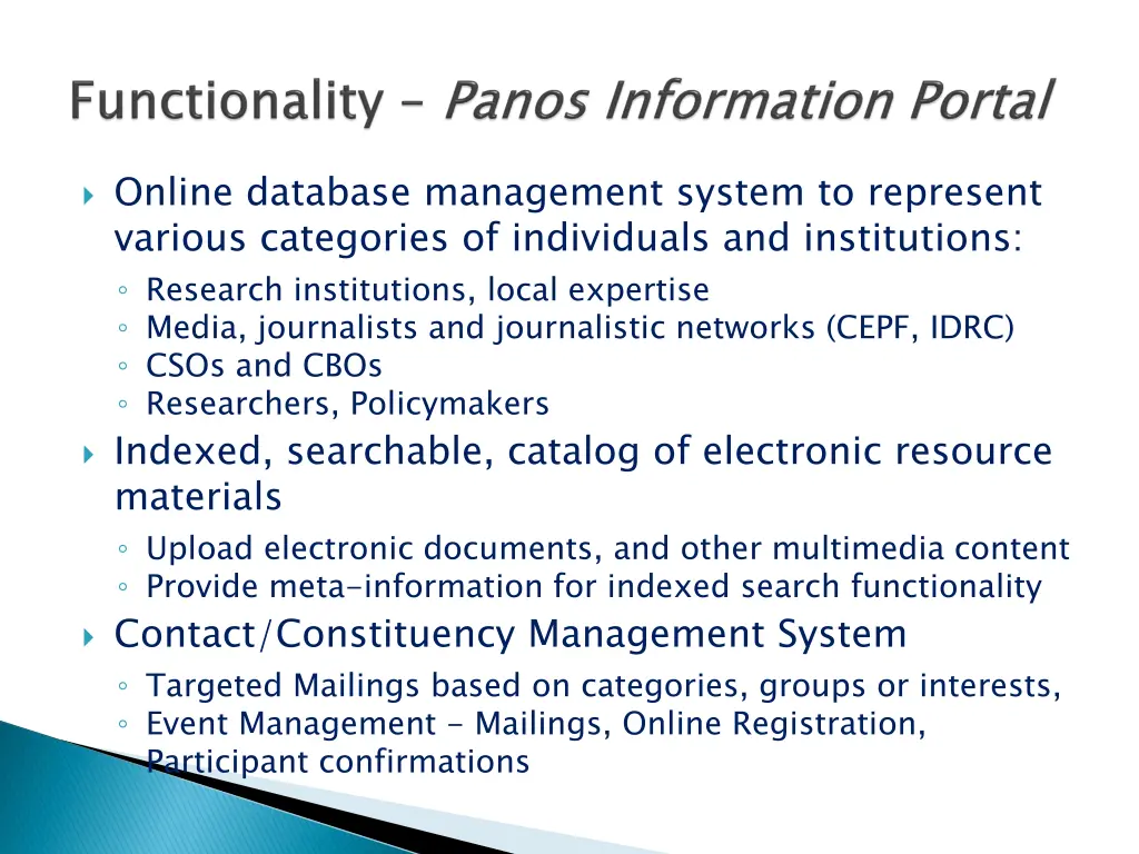 online database management system to represent