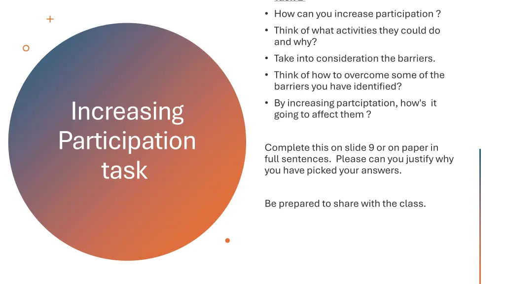 increasing participation task
