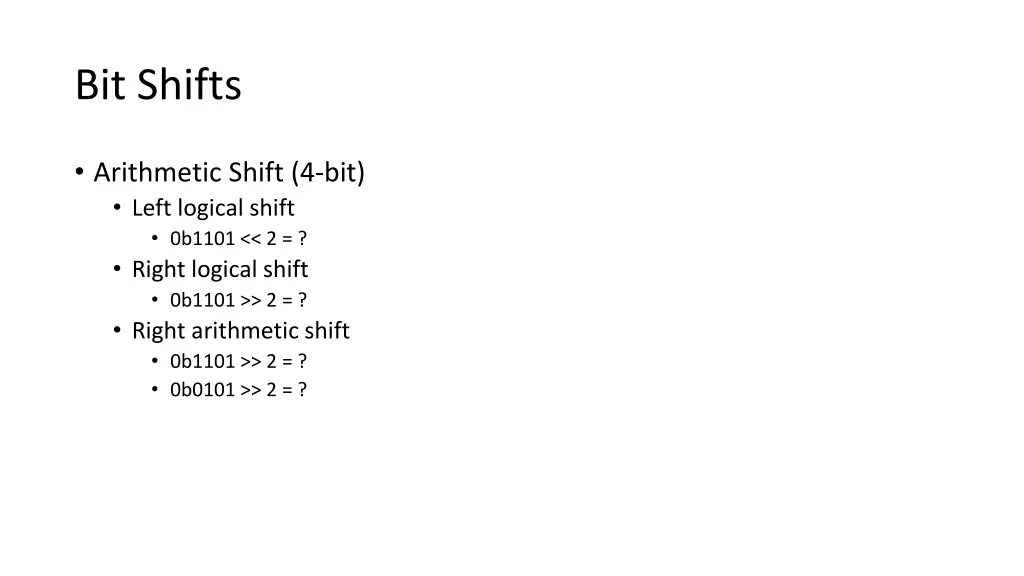 bit shifts