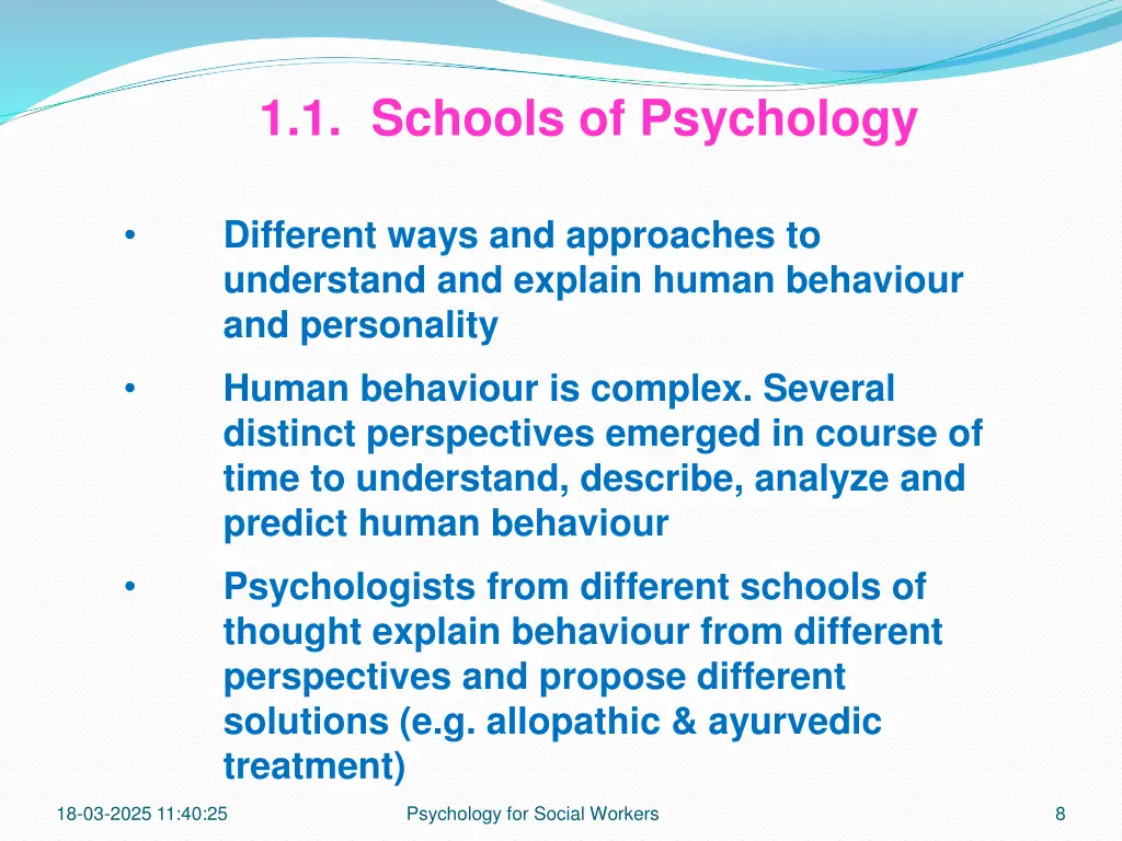1 1 schools of psychology