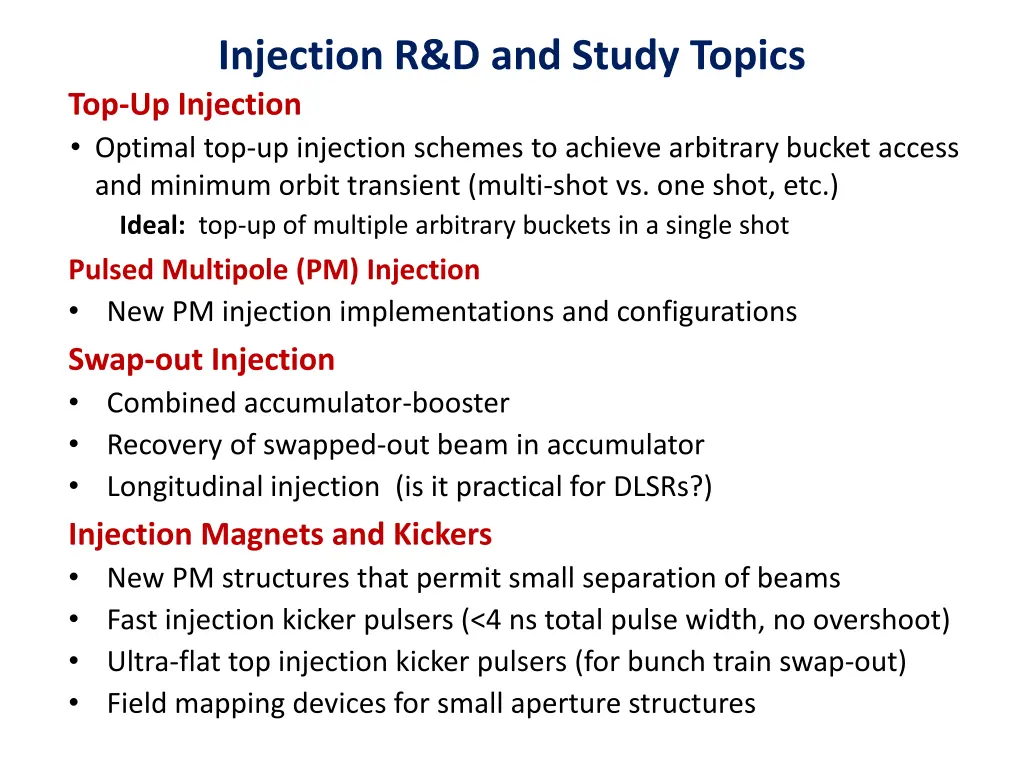 injection r d and study topics top up injection