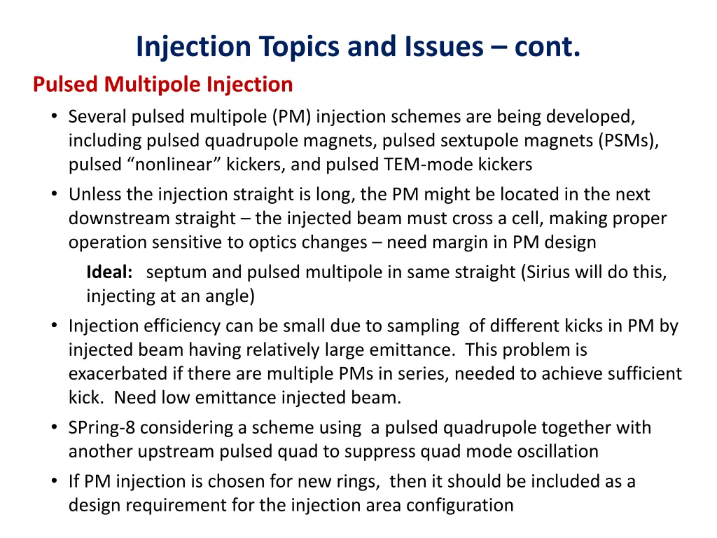 injection topics and issues cont