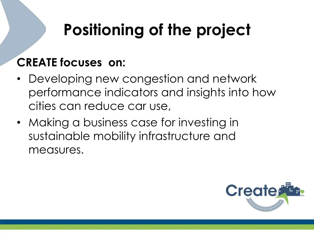 positioning of the project