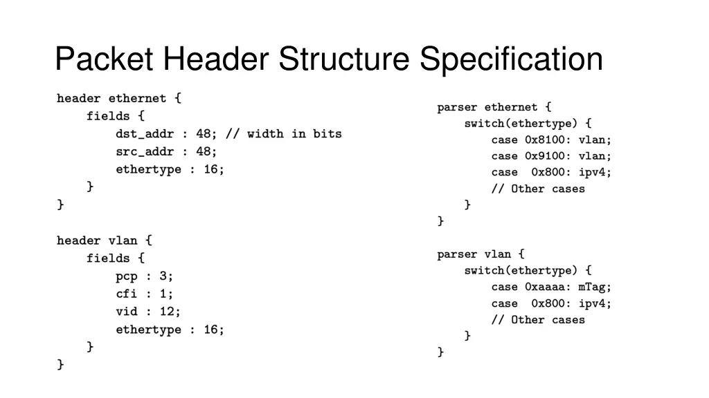 packet header structure specification