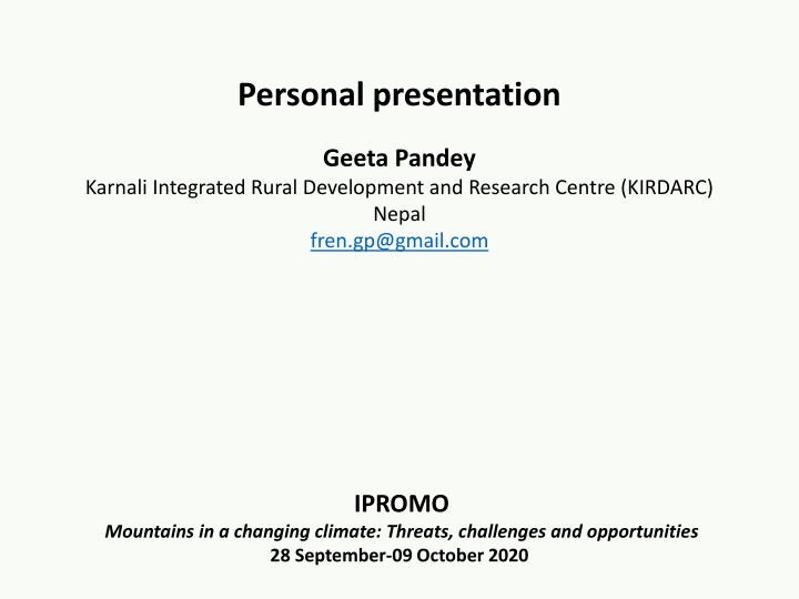 personal presentation