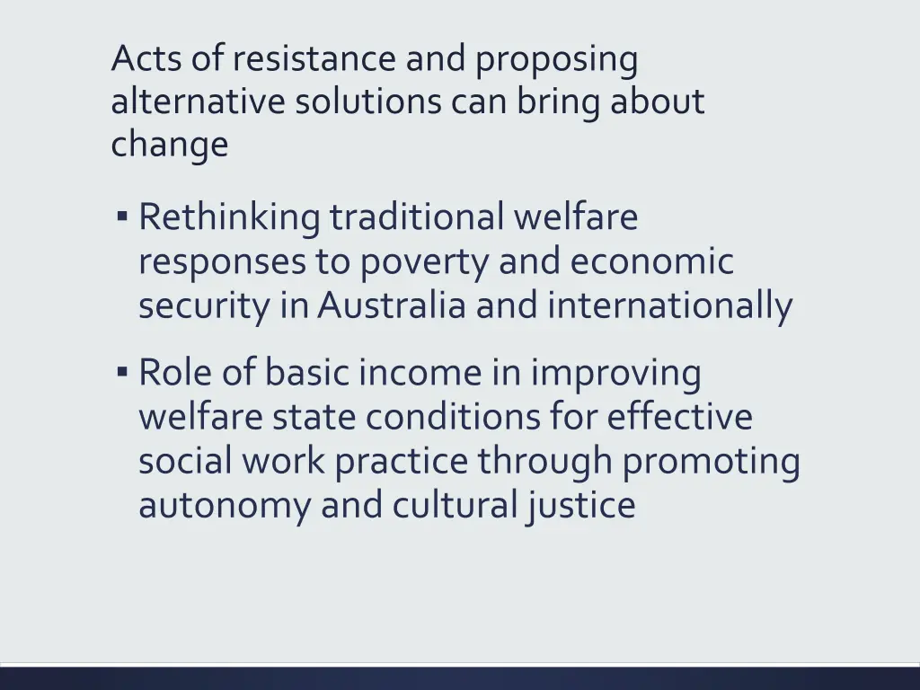 acts of resistance and proposing alternative